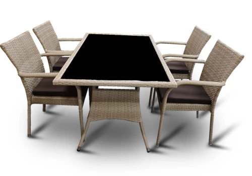 Комплект мебели стол Руардин + 4 кресла Милан из искусственного ротанга Wood