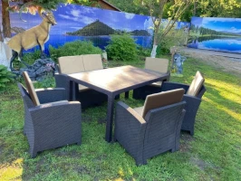 Комплект мебели под искусственный ротанг для отдыха Калифорния «California Set» диван + 4 кресла  арт.77787/77763/536 КД  -  2