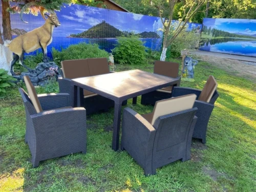 Комплект мебели под искусственный ротанг для отдыха Калифорния «California Set» диван + 4 кресла  арт.77787/77763/536 КД  -  2