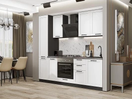 Кухонный гарнитур Нео-02 White Silk Graphite