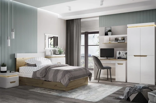 Полка навесная, TORINO, цвет белый/Дуб наварра