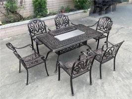 Обеденная группа Teide из литого алюминия с жаровней