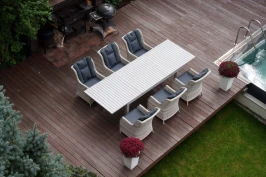 Набор: ГАРДА раскладной обед. стол + 6 кресел БЕРГАМО (цвет серый)