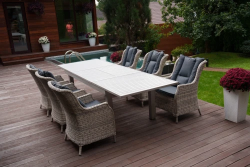 Набор: ГАРДА раскладной обед. стол + 6 кресел БЕРГАМО (цвет серый)