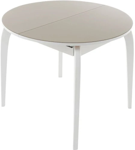 Стол «Ривьера» круг стекло капучино, каркас белый