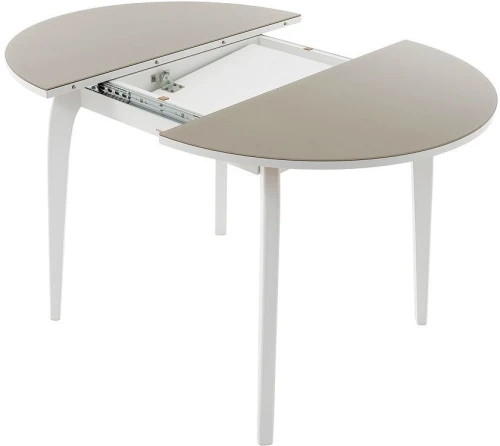 Стол «Ривьера» круг стекло капучино, каркас белый