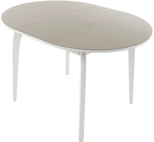 Стол «Ривьера» круг стекло капучино, каркас белый