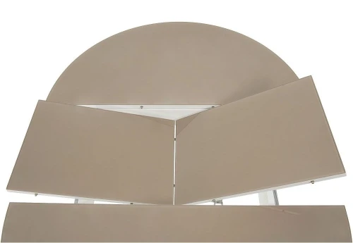 Стол «Ривьера» круг стекло капучино, каркас белый