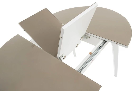 Стол «Ривьера» круг стекло капучино, каркас белый