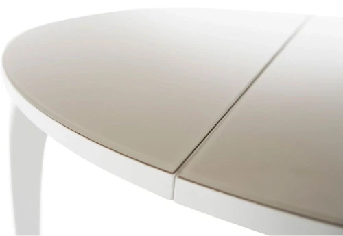 Стол «Ривьера» круг стекло капучино, каркас белый
