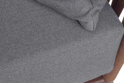 "Багамы" диван 3-местный плетеный из роупа, каркас алюминий бежево-серый (RAL7006) муар, роуп серо-коричневый 23мм, ткань серая