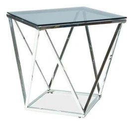 CS-14-1 Стол Журнальный стеклянный 50*50*55, основание металл хром