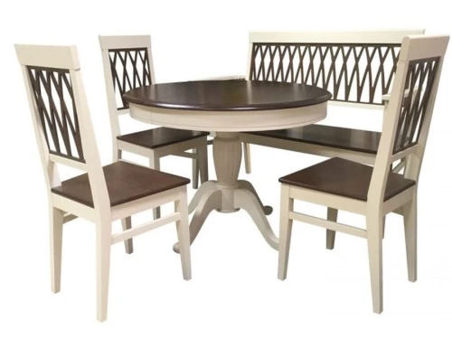 Скамья «Кристиан», Комби 3 (Слоновая кость+орех темный)