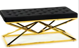 BBS-1000 Банкетка мягкая, СЕРАЯ ХАКИ HLR-24 велюр, основание метал золото