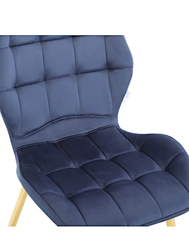 DC829 Стул мягкий, ТЕМНО-СИНИЙ#G62-58 велюр, каркас металл золото КРУГЛЫЙ