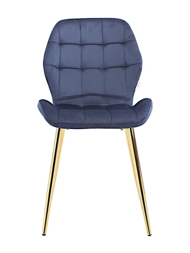 DC829 Стул мягкий, ТЕМНО-СИНИЙ#G62-58 велюр, каркас металл золото КРУГЛЫЙ