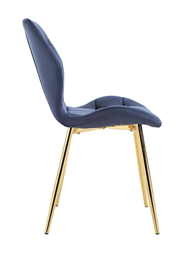 DC829 Стул мягкий, ТЕМНО-СИНИЙ#G62-58 велюр, каркас металл золото КРУГЛЫЙ