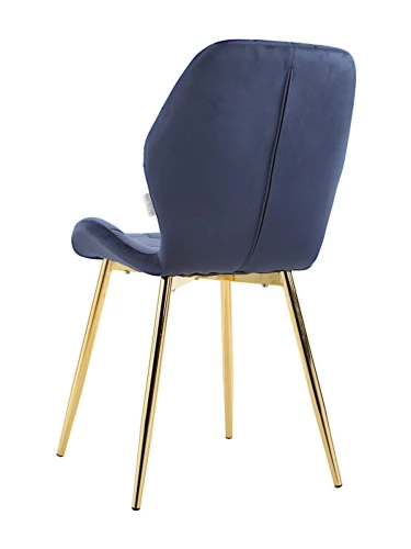 DC829 Стул мягкий, ТЕМНО-СИНИЙ#G62-58 велюр, каркас металл золото КРУГЛЫЙ