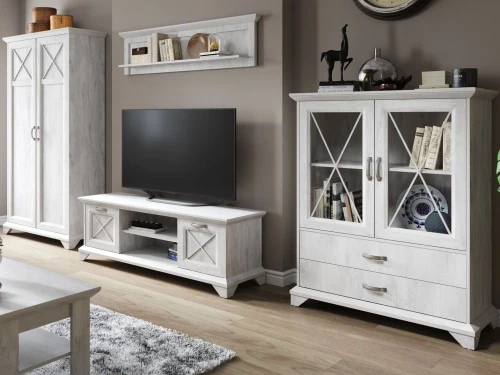 Тумба ТВ «Лорена» 2д, Бетон Паин белый