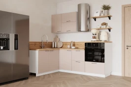 Готовая кухня КГ Угловой 1500*2100 (без пм) Эмаль, Крем  Арника РМ в.2