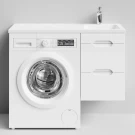 Тумба Айрис 100 подвесной, под стиральную машину, правая, белый Vodok с раковиной в комплекте Тумба Айрис 100 подвесной, под стиральную машину, правая, белый Vodok с раковиной в комплекте