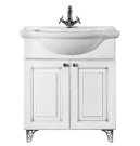 Тумба Белладжио 75 напольный, патина серебро, белая, двери Vodok с раковиной в комплекте