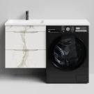 Тумба Смайл 120 подвесной, под стиральную машину, левая, Мрамор Белый натур милк ПВХ 2537 Vodok с раковиной в комплекте Тумба Смайл 120 подвесной, под стиральную машину, левая, Мрамор Белый натур милк ПВХ 2537 Vodok с раковиной в комплекте