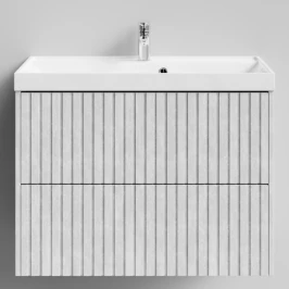 Тумба Тач 80 подвесной, Белый камень ПВХ 57805 Vodok с раковиной в комплекте