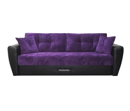 Диван еврокнижка Амстердам 160 ЛЮКС 11 ФИОЛЕТОВЫЙ ВЕЛЮР ЭКОКОЖА КОРИЧНЕВАЯ