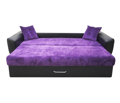 Диван еврокнижка Амстердам 160 ЛЮКС 11 ФИОЛЕТОВЫЙ ВЕЛЮР ЭКОКОЖА КОРИЧНЕВАЯ