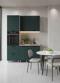 Готовый кухонный гарнитур МК Аленушка 1,6м ПД Лотос Изумруд,скоба антрацит,сонома