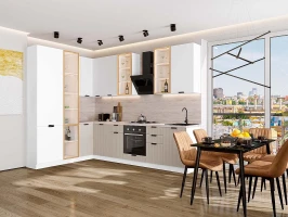 Кухонный гарнитур Евро Лайн-07 Белый/Агат-Белый