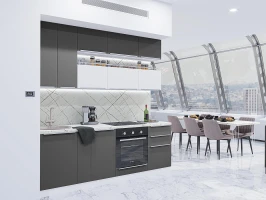 Кухонный гарнитур Фьюжн-01 Stormy Silk/Silky White-Белый