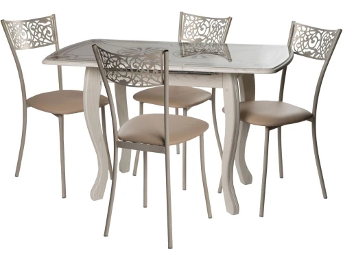 Обеденная группа (Стол Альба мини и 4 стула Эрго), патина 25