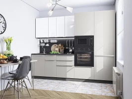 Кухня прямая модульная Фьюжн-07 Angel/Silky Light Grey Angel/Silky Light Grey 2140*2700*600