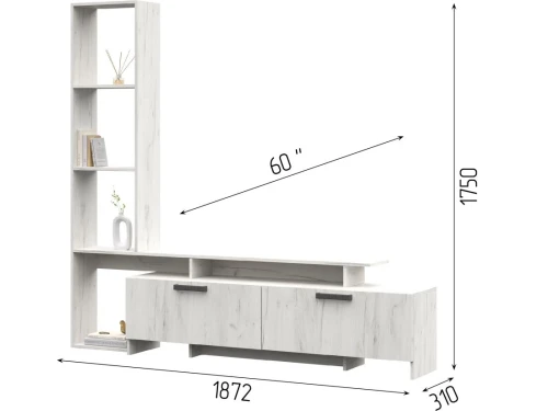 Стенка «Лучиана», Дуб крафт белый