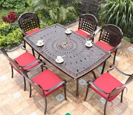 Обеденная группа из литого алюминия стол овальный АДОНИС «ADONIS» 162х102 + 6 кресел ВУЛКАН-2 «VOLCANO-2»