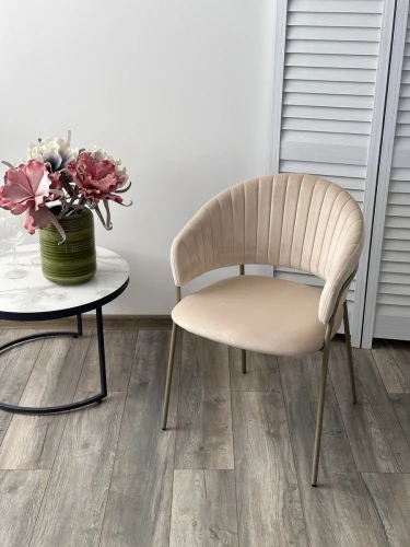 Стул ГЕММА, цвет H-06 Бежевый, велюр / шампань каркас М-City