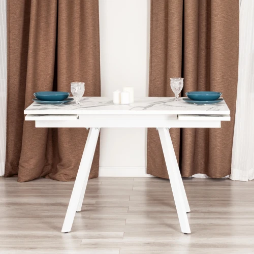 Стол VIGO ЛДСП/HPL/металл,  120 x 80 x 30 х 30 х 75 см, Мрамор светлый/белый