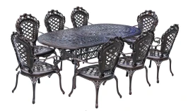 Обеденный гарнитур из литого алюминия: стол «Бродвей» размером 205×103 см и 8 кресел «Финляндия»