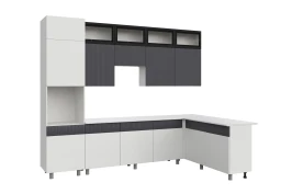 Кухонный гарнитур София 3м, Белый, Бланж, Графит матовый, Антарес