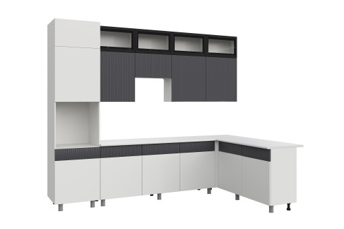 Кухонный гарнитур София 3м, Белый, Бланж, Графит матовый, Антарес
