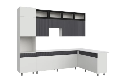 Кухонный гарнитур София 3м, Белый, Бланж, Графит матовый, Антарес