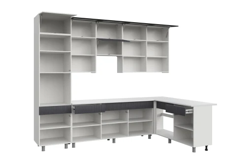 Кухонный гарнитур София 3м, Белый, Бланж, Графит матовый, Антарес