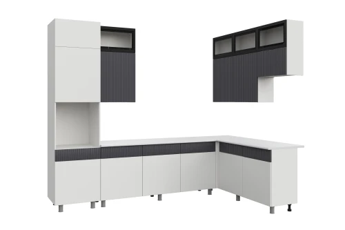 Кухонный гарнитур София 3м, Белый, Бланж, Графит матовый, Антарес