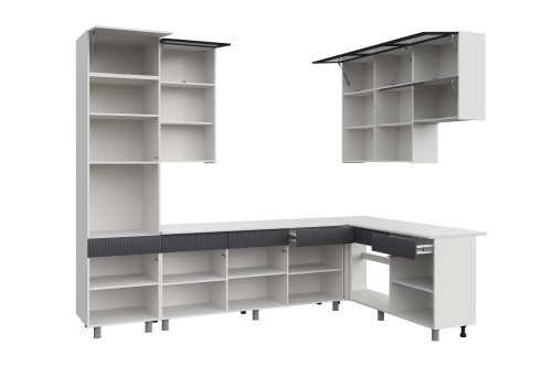 Кухонный гарнитур София 3м, Белый, Бланж, Графит матовый, Антарес