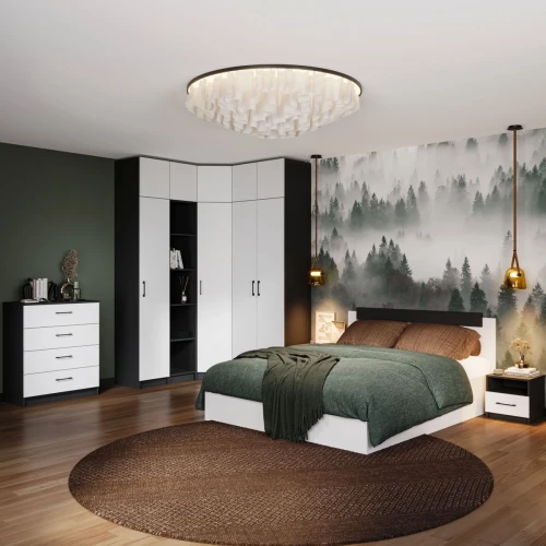 Комод «Чикаго» 4ящ Антрацит/Белый