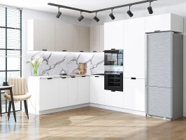 Готовый кухонный гарнитур Евро Лайн-03 Белый/Агат