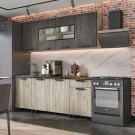 Кухня Эдинбург 2.0 Фасад ЖЕЛЕЗНЫЙ КАМЕНЬ/Корпус ДУБ КРАФТ СЕРЫЙ
