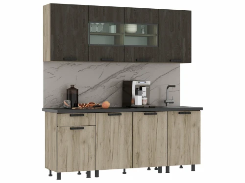 Кухня Эдинбург 2.0 Фасад ЖЕЛЕЗНЫЙ КАМЕНЬ/Корпус ДУБ КРАФТ СЕРЫЙ